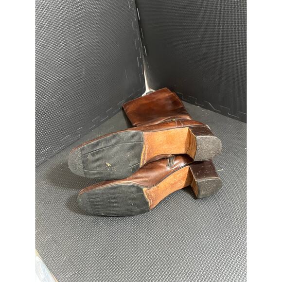 VINTAGE SALVATORE FERRAGAMO Women Brown Leather Tall Knee High Boot Sz 10 Narrow - Picture 7 of 12